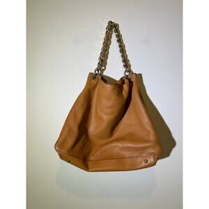 Mark & Graham bag brown leather small initials heavy gold chain soft